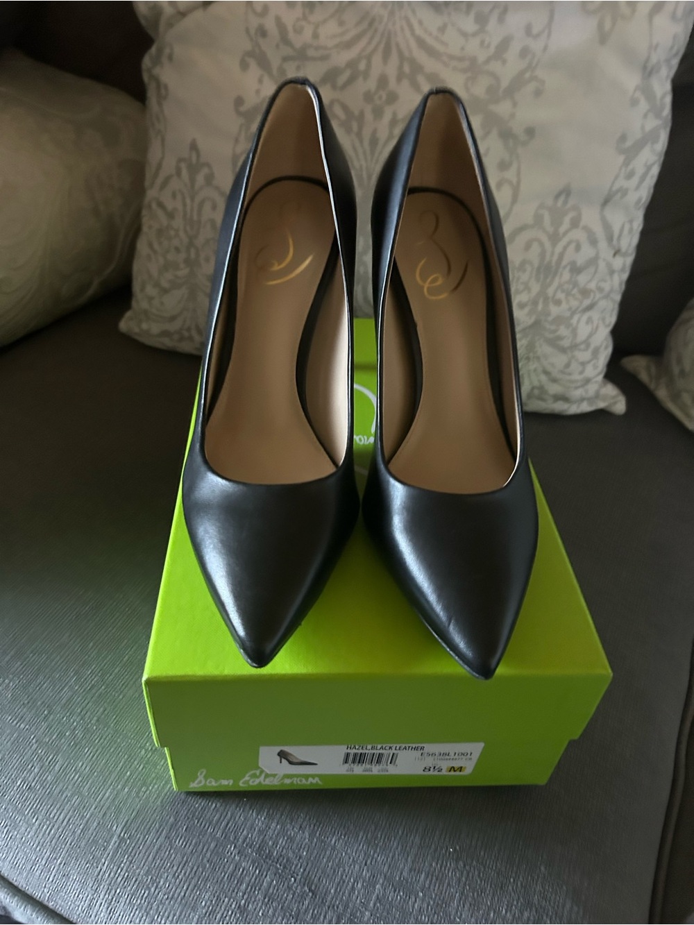 Sam Edelman Black Leather Pointed-Toe Stiletto Pumps - Picture 5 of 7